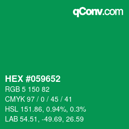 Code couleur: HEX #059652 | qconv.com