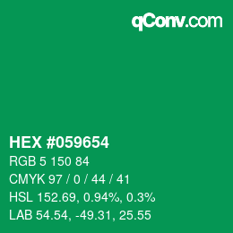 颜色代码: HEX #059654 | qconv.com