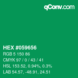 Code couleur: HEX #059656 | qconv.com