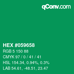 颜色代码: HEX #059658 | qconv.com