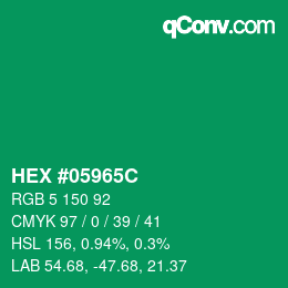 颜色代码: HEX #05965C | qconv.com