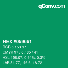 Code couleur: HEX #059661 | qconv.com