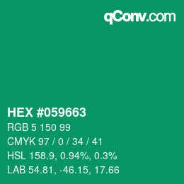 カラーコード: HEX #059663 | qconv.com