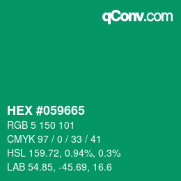颜色代码: HEX #059665 | qconv.com