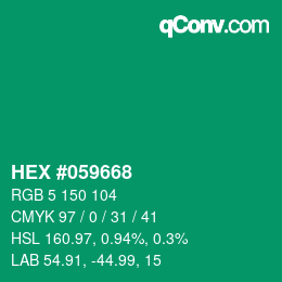 颜色代码: HEX #059668 | qconv.com