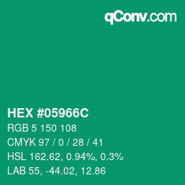 カラーコード: HEX #05966C | qconv.com