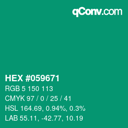 Farbcode: HEX #059671 | qconv.com