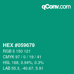 颜色代码: HEX #059679 | qconv.com