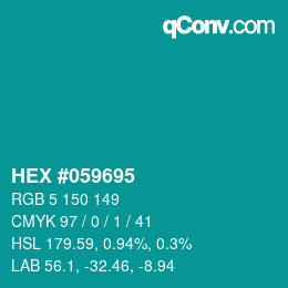 Farbcode: HEX #059695 | qconv.com