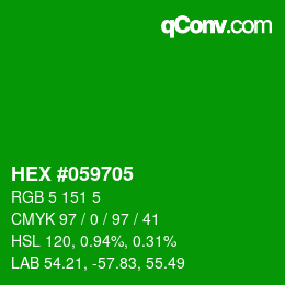 Farbcode: HEX #059705 | qconv.com