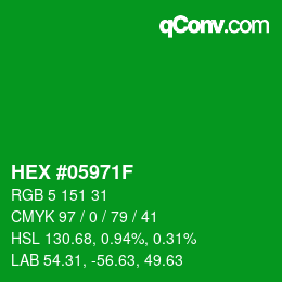 颜色代码: HEX #05971F | qconv.com