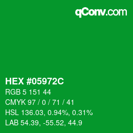 颜色代码: HEX #05972C | qconv.com