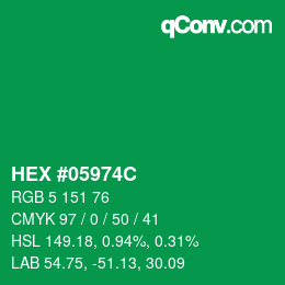 颜色代码: HEX #05974C | qconv.com