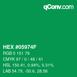 Code couleur: HEX #05974F | qconv.com