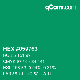 Farbcode: HEX #059763 | qconv.com