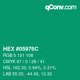 Código de color: HEX #05976C | qconv.com