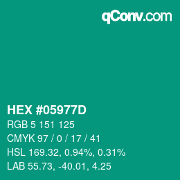 Farbcode: HEX #05977D | qconv.com