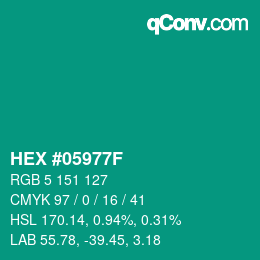 Code couleur: HEX #05977F | qconv.com