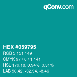 Farbcode: HEX #059795 | qconv.com
