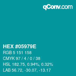 Code couleur: HEX #05979E | qconv.com