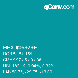 Code couleur: HEX #05979F | qconv.com