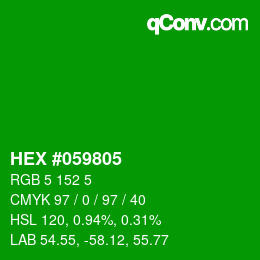 Código de color: HEX #059805 | qconv.com