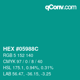 Farbcode: HEX #05988C | qconv.com
