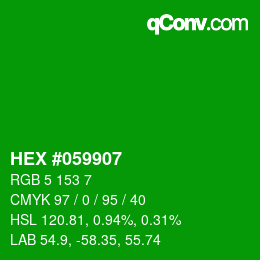 Color code: HEX #059907 | qconv.com