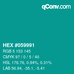 Color code: HEX #059991 | qconv.com