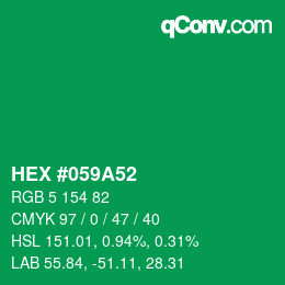 Farbcode: HEX #059A52 | qconv.com