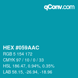 Code couleur: HEX #059AAC | qconv.com