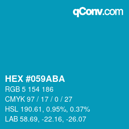 Farbcode: HEX #059ABA | qconv.com