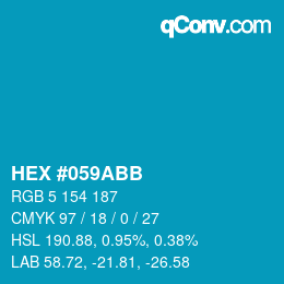 颜色代码: HEX #059ABB | qconv.com