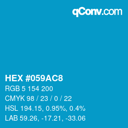 Code couleur: HEX #059AC8 | qconv.com