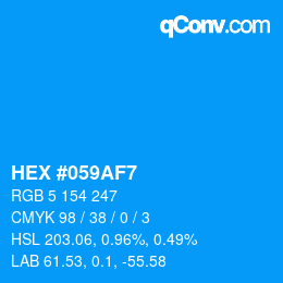颜色代码: HEX #059AF7 | qconv.com