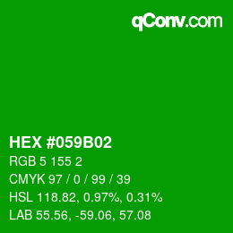カラーコード: HEX #059B02 | qconv.com