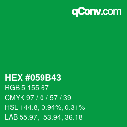Code couleur: HEX #059B43 | qconv.com