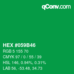 Code couleur: HEX #059B46 | qconv.com