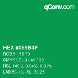 Code couleur: HEX #059B4F | qconv.com