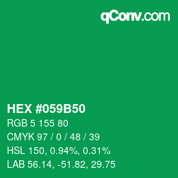 カラーコード: HEX #059B50 | qconv.com
