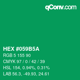 Code couleur: HEX #059B5A | qconv.com