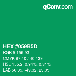 颜色代码: HEX #059B5D | qconv.com