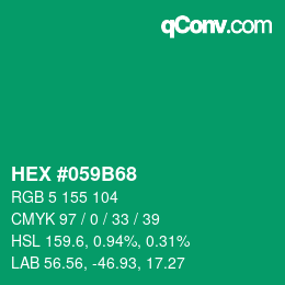 颜色代码: HEX #059B68 | qconv.com