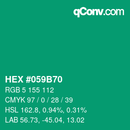 Farbcode: HEX #059B70 | qconv.com