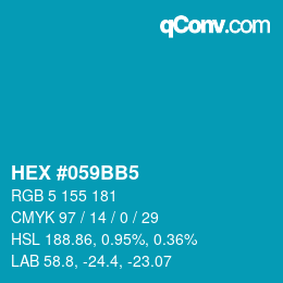 Farbcode: HEX #059BB5 | qconv.com