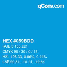 Farbcode: HEX #059BDD | qconv.com