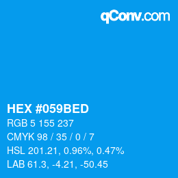 Code couleur: HEX #059BED | qconv.com