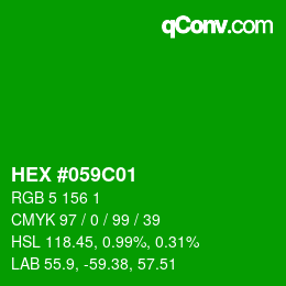 Farbcode: HEX #059C01 | qconv.com