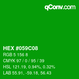 Código de color: HEX #059C08 | qconv.com