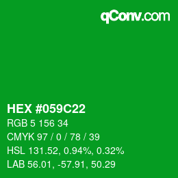 Código de color: HEX #059C22 | qconv.com